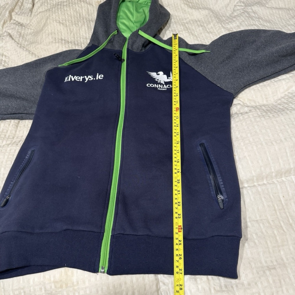 BLK Connacht Rugby Elverys.ie Blue Full Zip Ireland Sweatshirt Men's Size Large - Picture 11 of 12